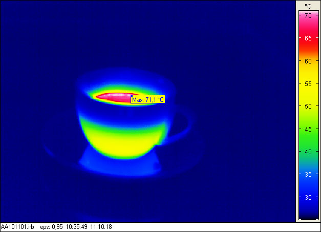 Beispiel für Thermografie an einer Kaffeetasse