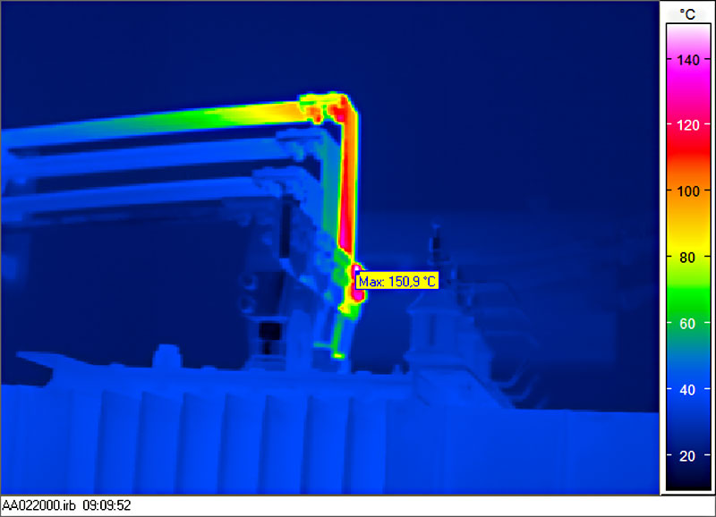 Thermografische Untersuchung: erhitzter Anschluss